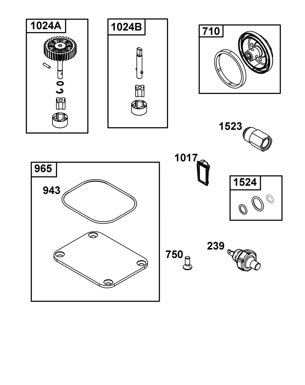 Lubrication Group Diagram and Parts List for 54E677-0004-J1 400000 - 699999 Briggs and Stratton Engine